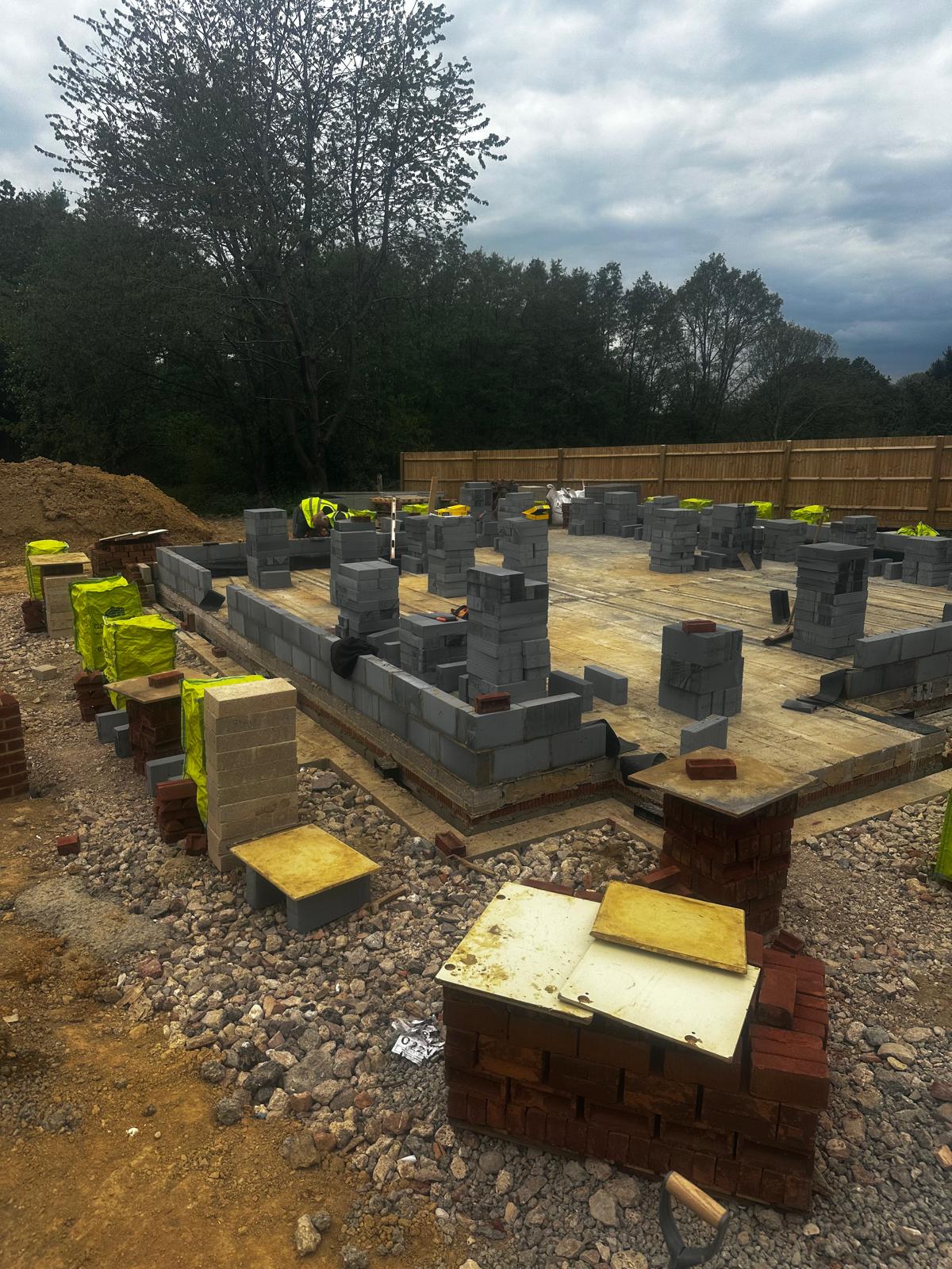Full perimeter blockwork set out across the slab