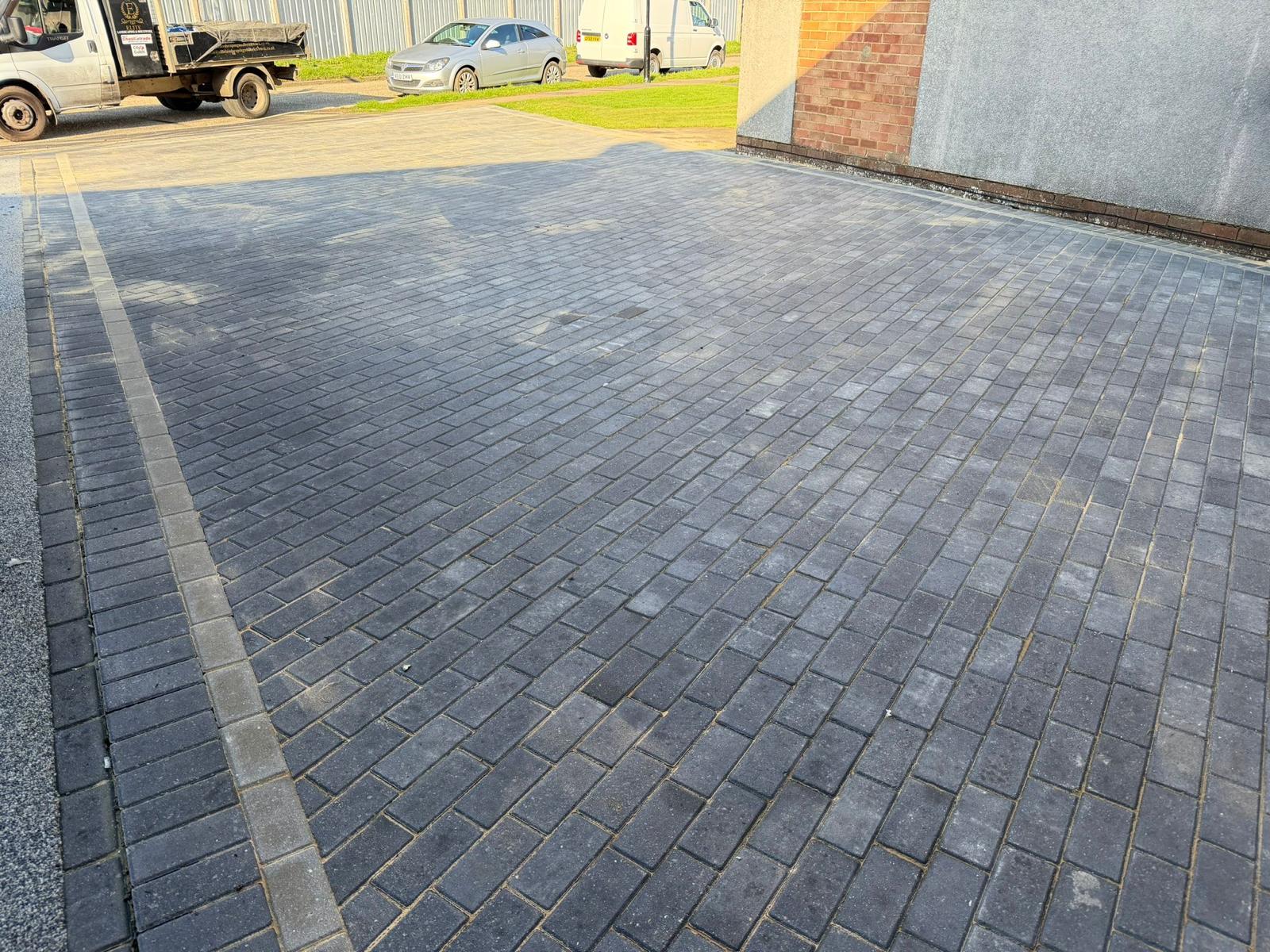 Charcoal block-paved commercial driveway