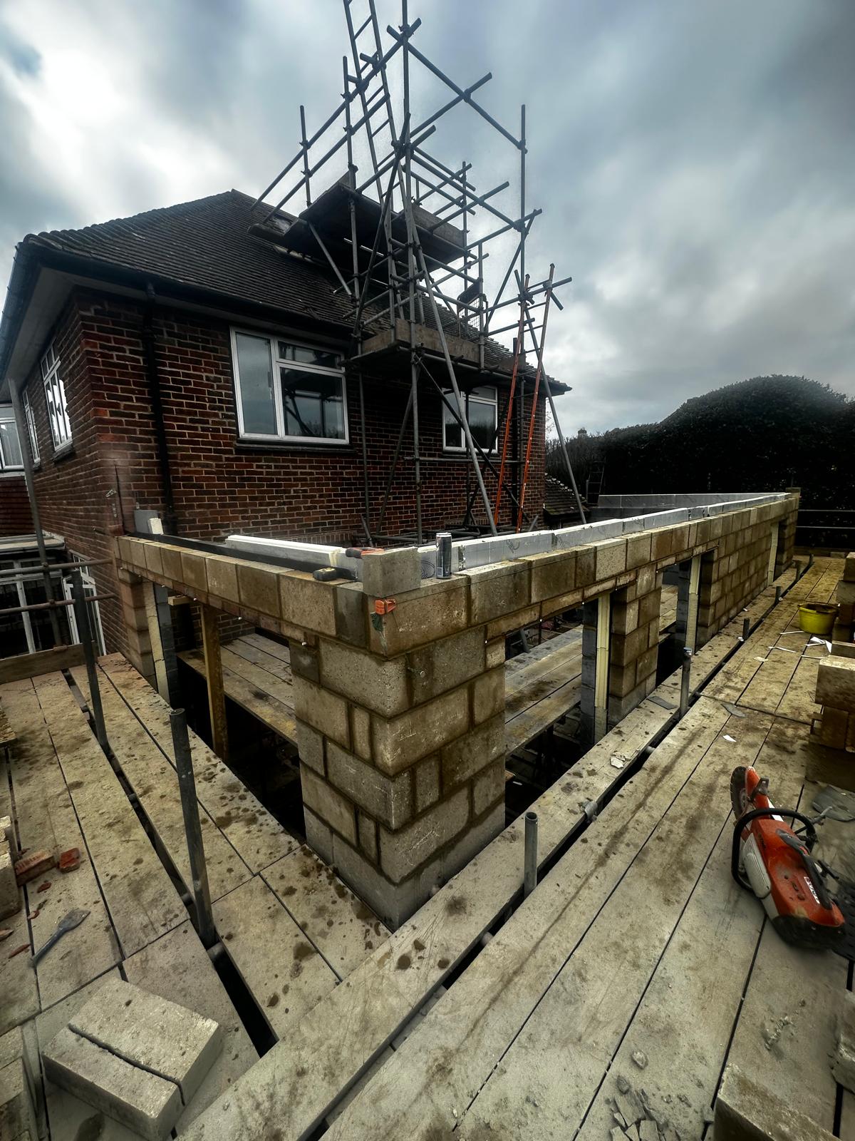 Cavity walls up to wall plate