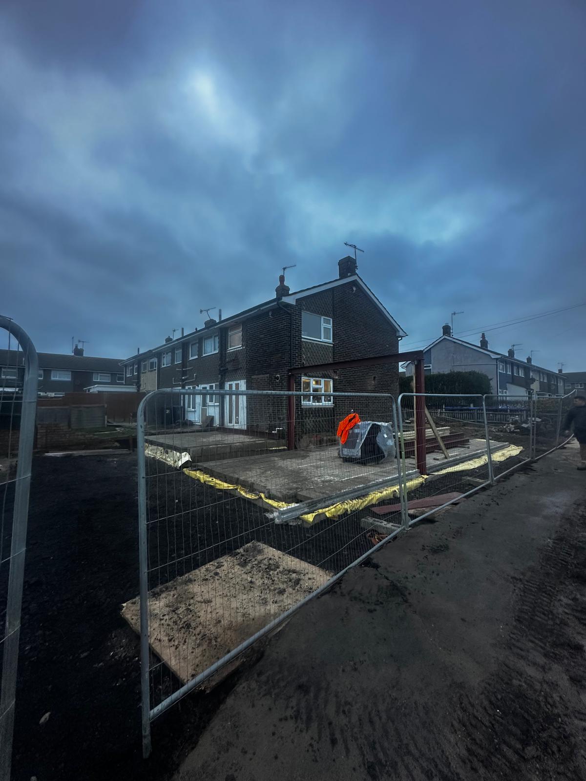 New extension foundations and steel work