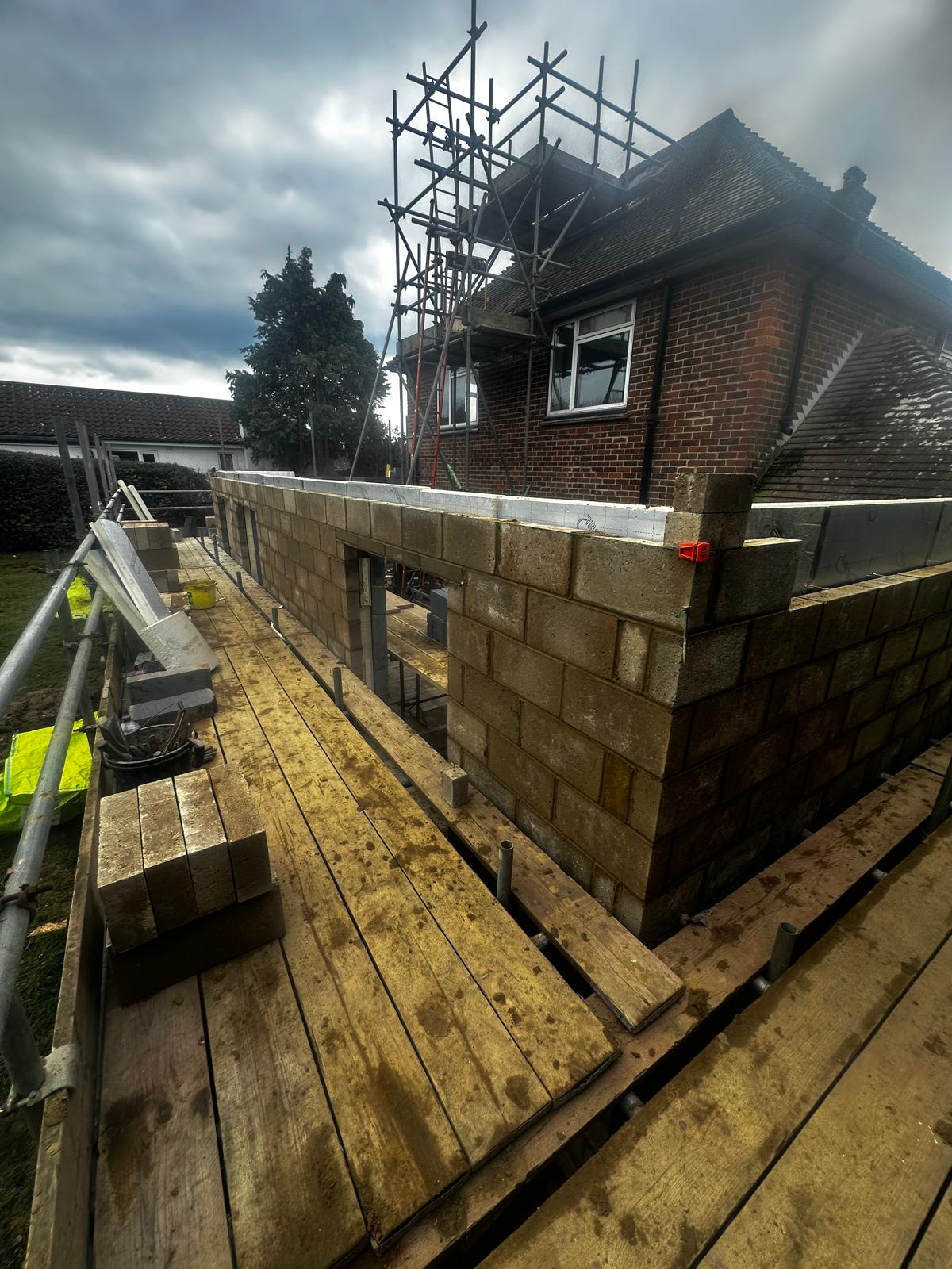 Rear extension blockwork in Sussex